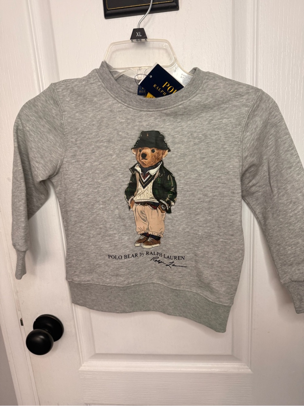 Ralph Lauren Grey Kids Polo Bear Sweatshirt with Green Jacket